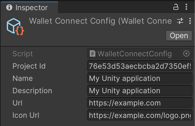 Setting the Reown project ID on the WalletConnectConfig object